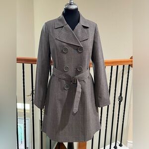 Vertigo Paris Gray and Pink Striped trench coat, Jacket, double breasted SIZE S